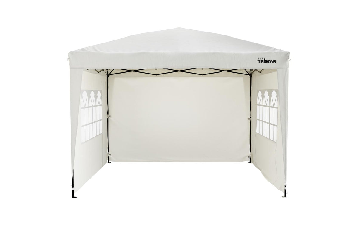Tristar Pavillon 3 × 3 m – Polyester/Stahl (pulverbeschichtet) – beige – witterungsbeständig