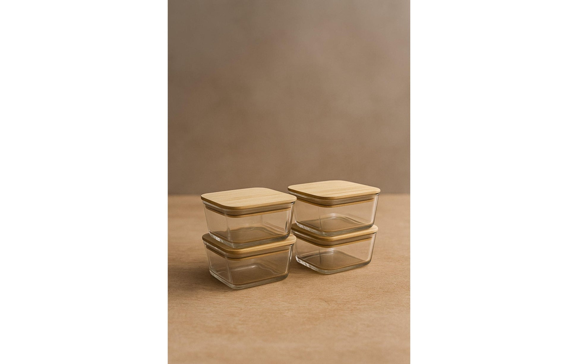 Hermia Vorratsdose 300 ml, 10 × 10 × 6 cm, Glas/Bambus, Transparent, 8 Stk.