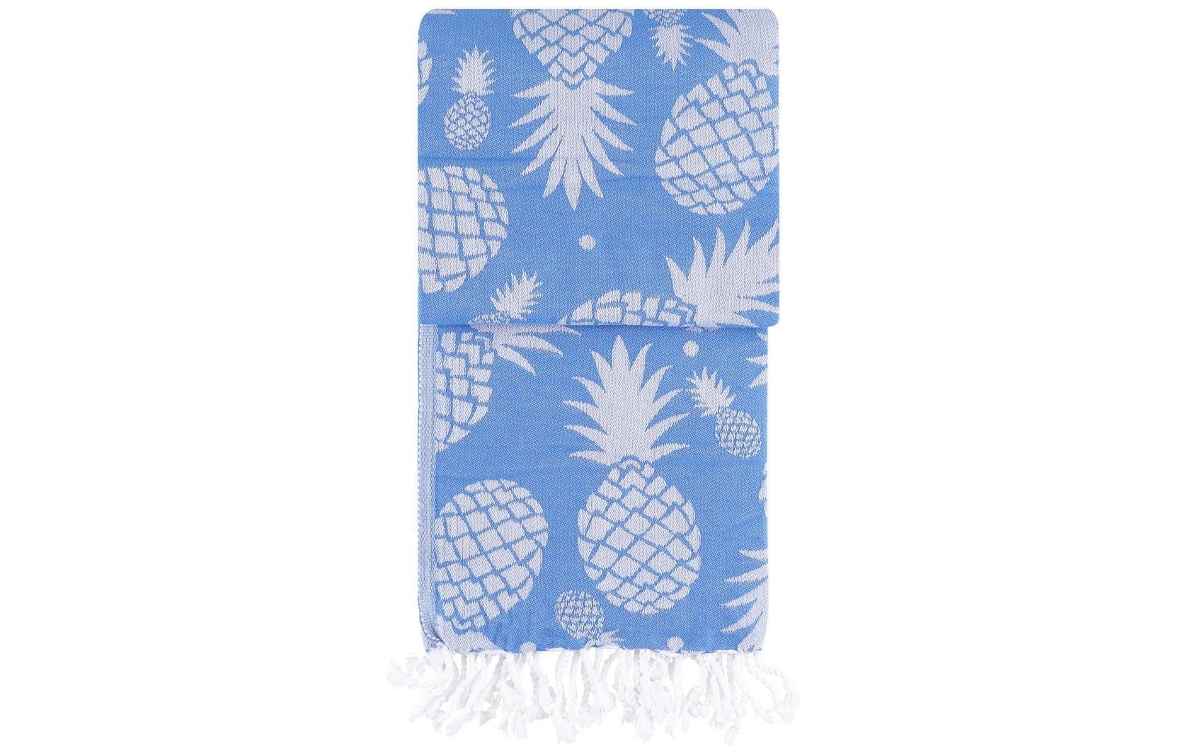 Foutastic Strandtuch Ananas – 100 × 180 cm, Blau, Baumwolle