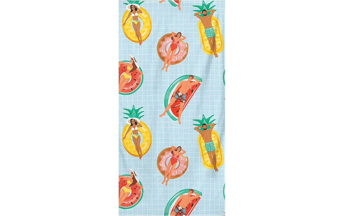 Foutastic Strandtuch Früchte – 75 × 150 cm, Gelb/Grün/Hellblau/Rot, Baumwolle/Polyester
