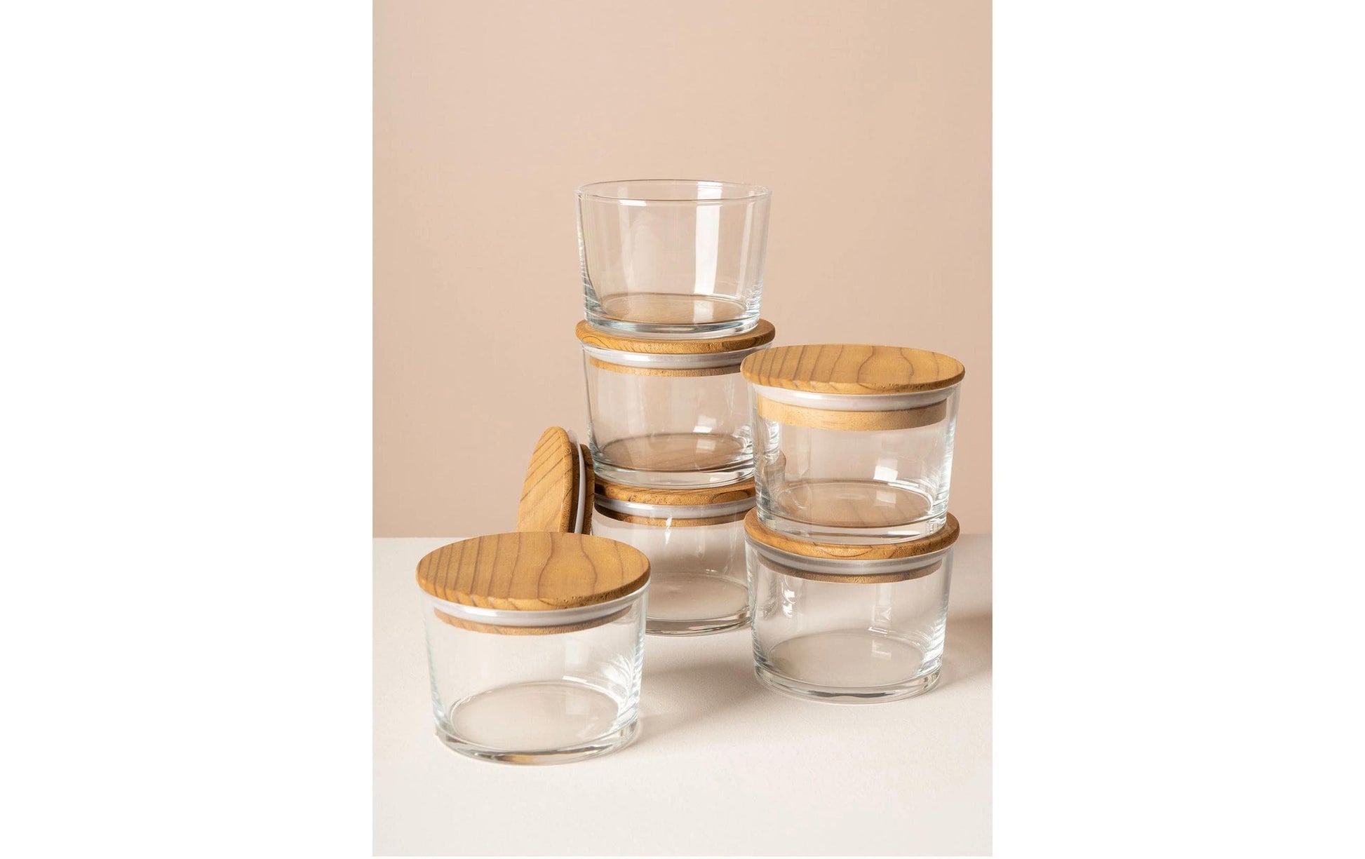 Hermia Vorratsdose 220 ml, Ø 8 × 17,1 cm, Glas/Bambus, Transparent