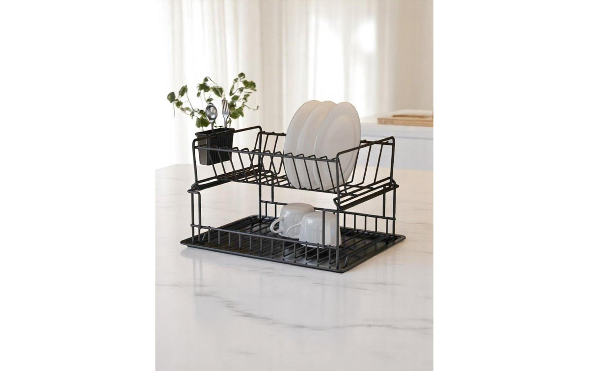 Hermia Abtropfgestell, 29,5 × 35,5 × 23,5 cm, Metall, Schwarz
