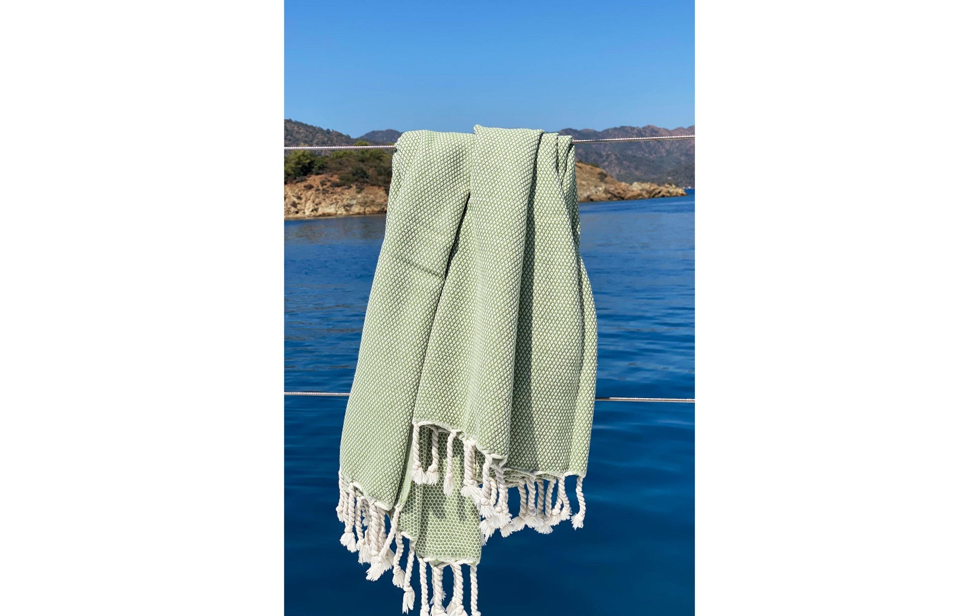 Foutastic Strandtuch Likya – 95 × 190 cm, Braun/Grün, Baumwolle