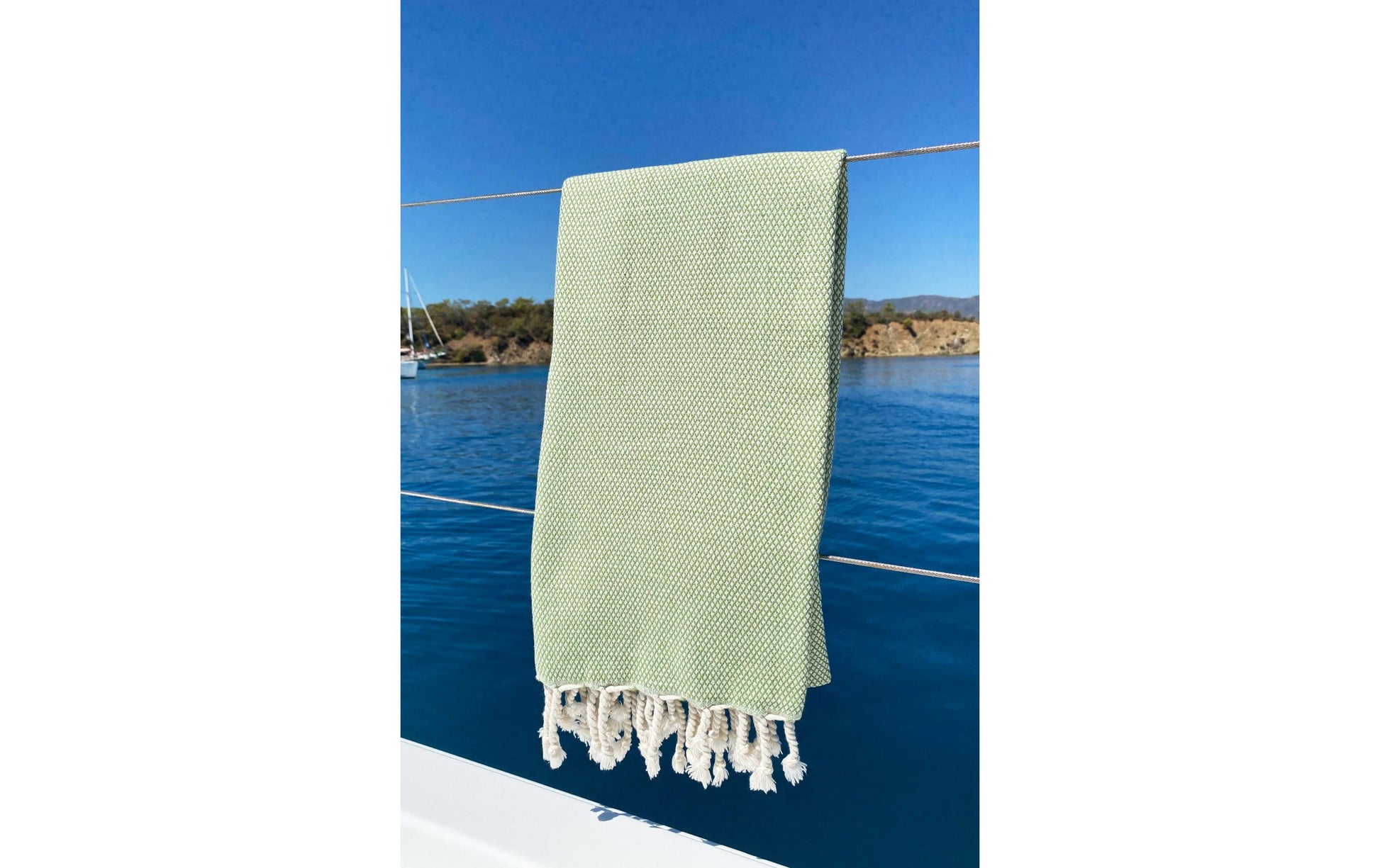 Foutastic Strandtuch Likya – 95 × 190 cm, Braun/Grün, Baumwolle