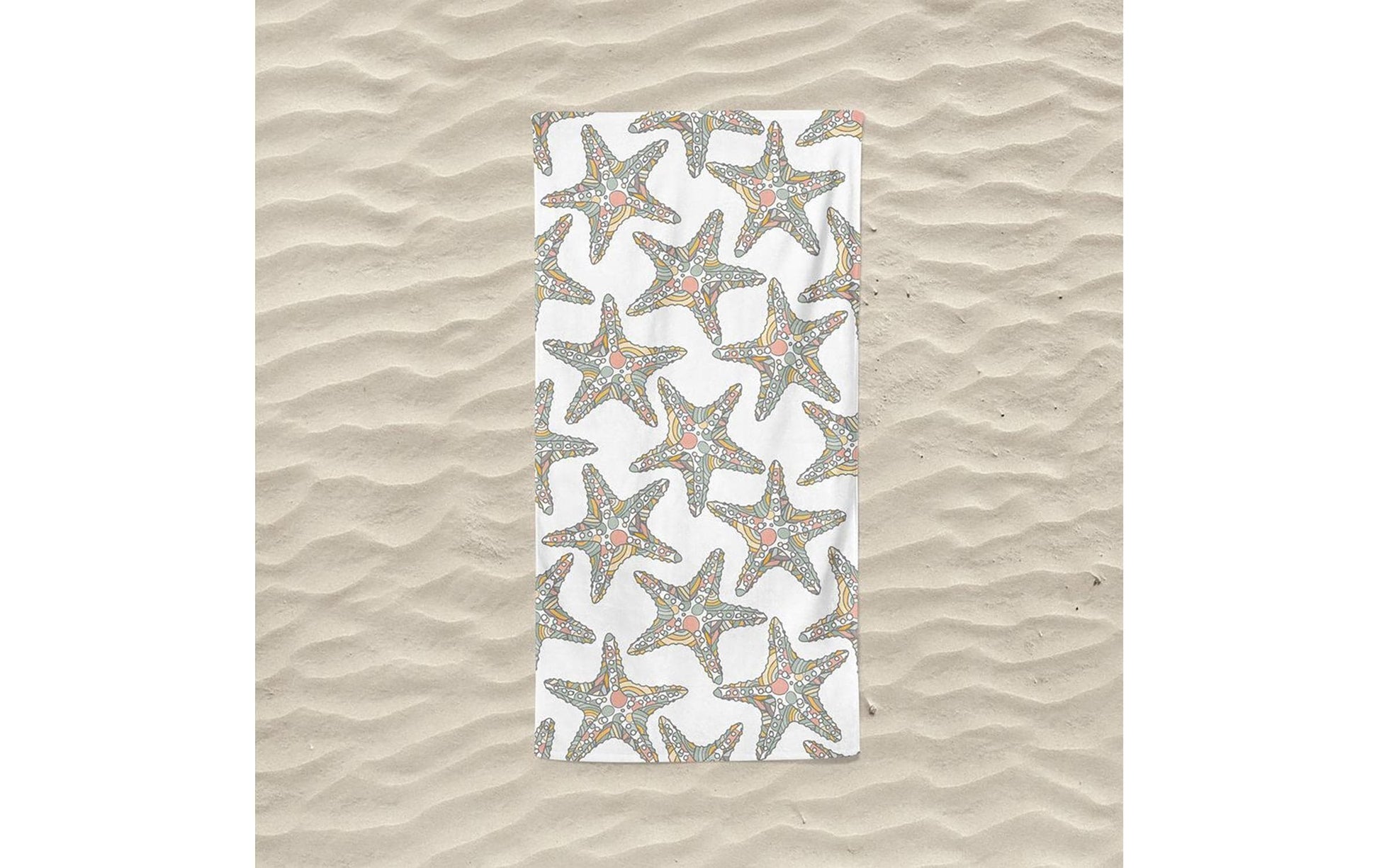 Foutastic Strandtuch Sterne – 75 × 150 cm, Grau/Weiss, Baumwolle/Polyester