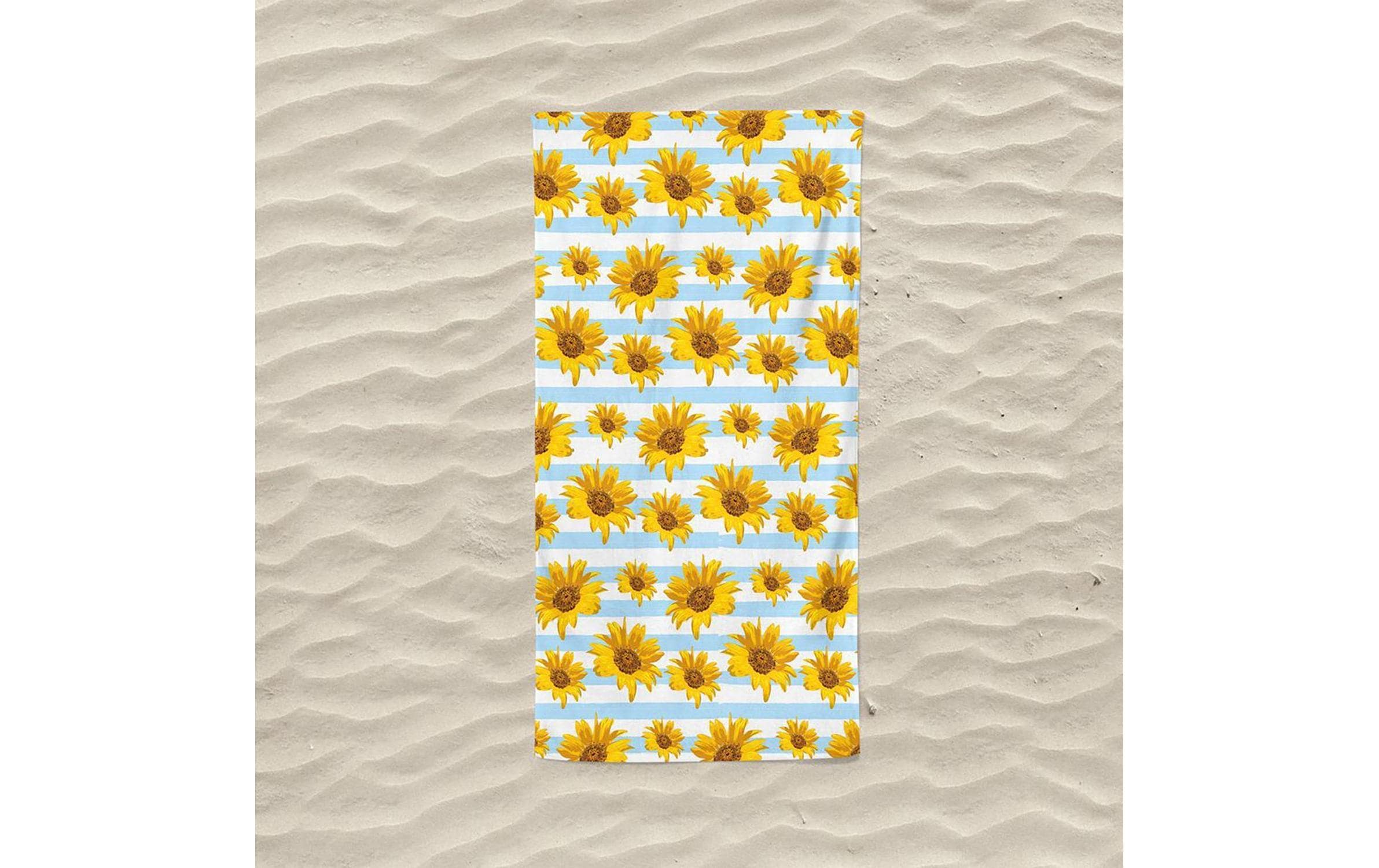 Foutastic Strandtuch – 75 × 150 cm, Gelb/Hellblau/Weiss, Baumwolle/Polyester