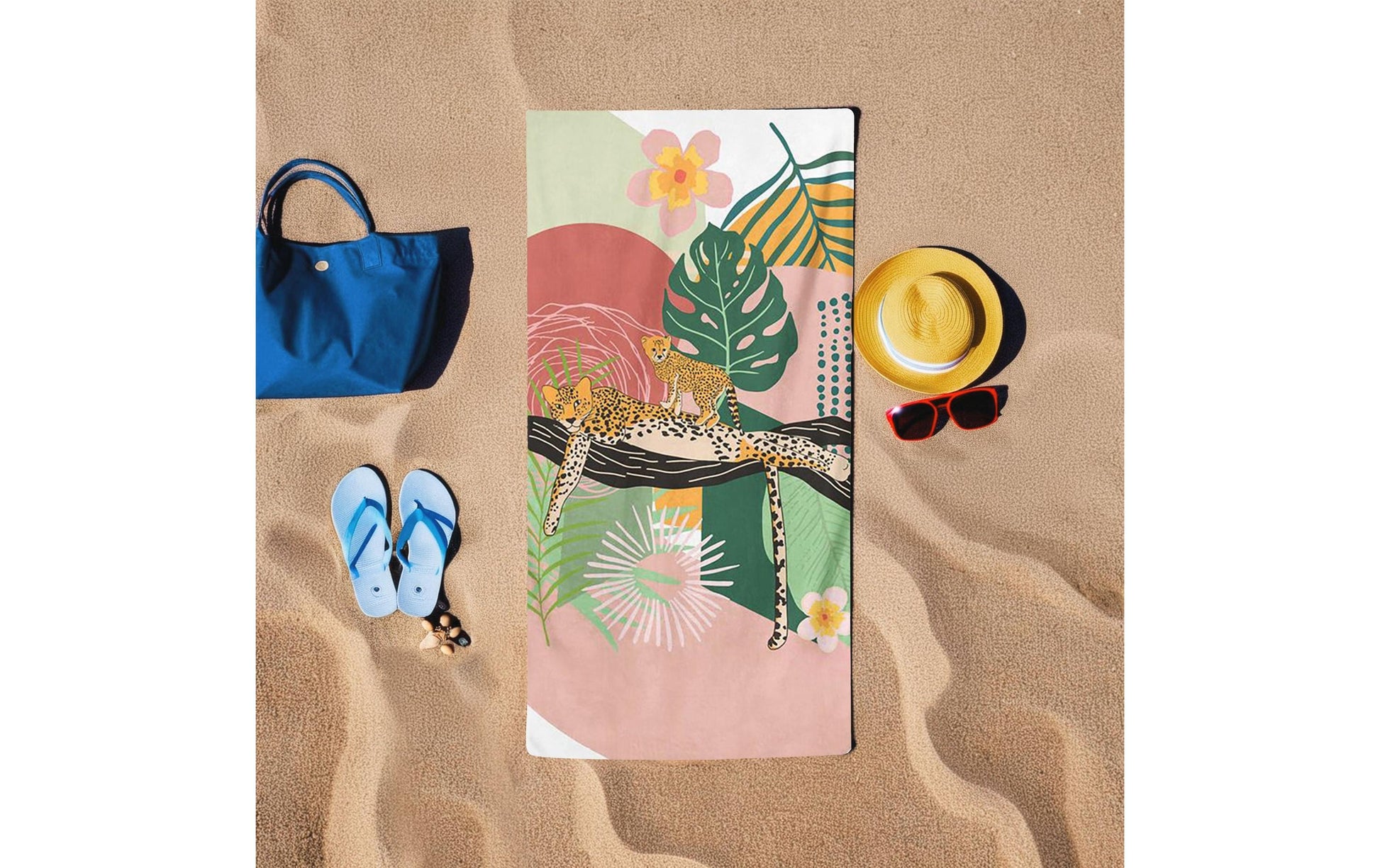Foutastic Strandtuch Abstract – 75 × 150 cm, Mehrfarbig, Baumwolle/Polyester