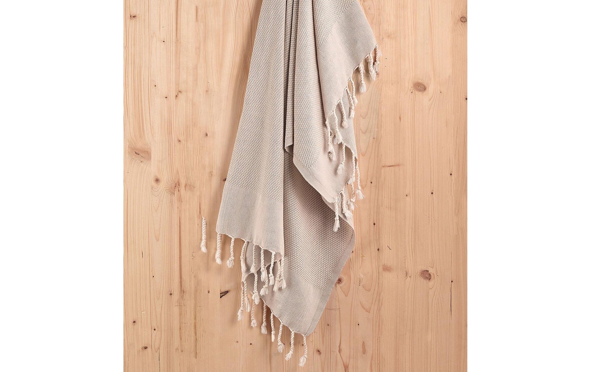 Foutastic Retro Strandtuch – 60 × 110 cm, Beige, Baumwolle