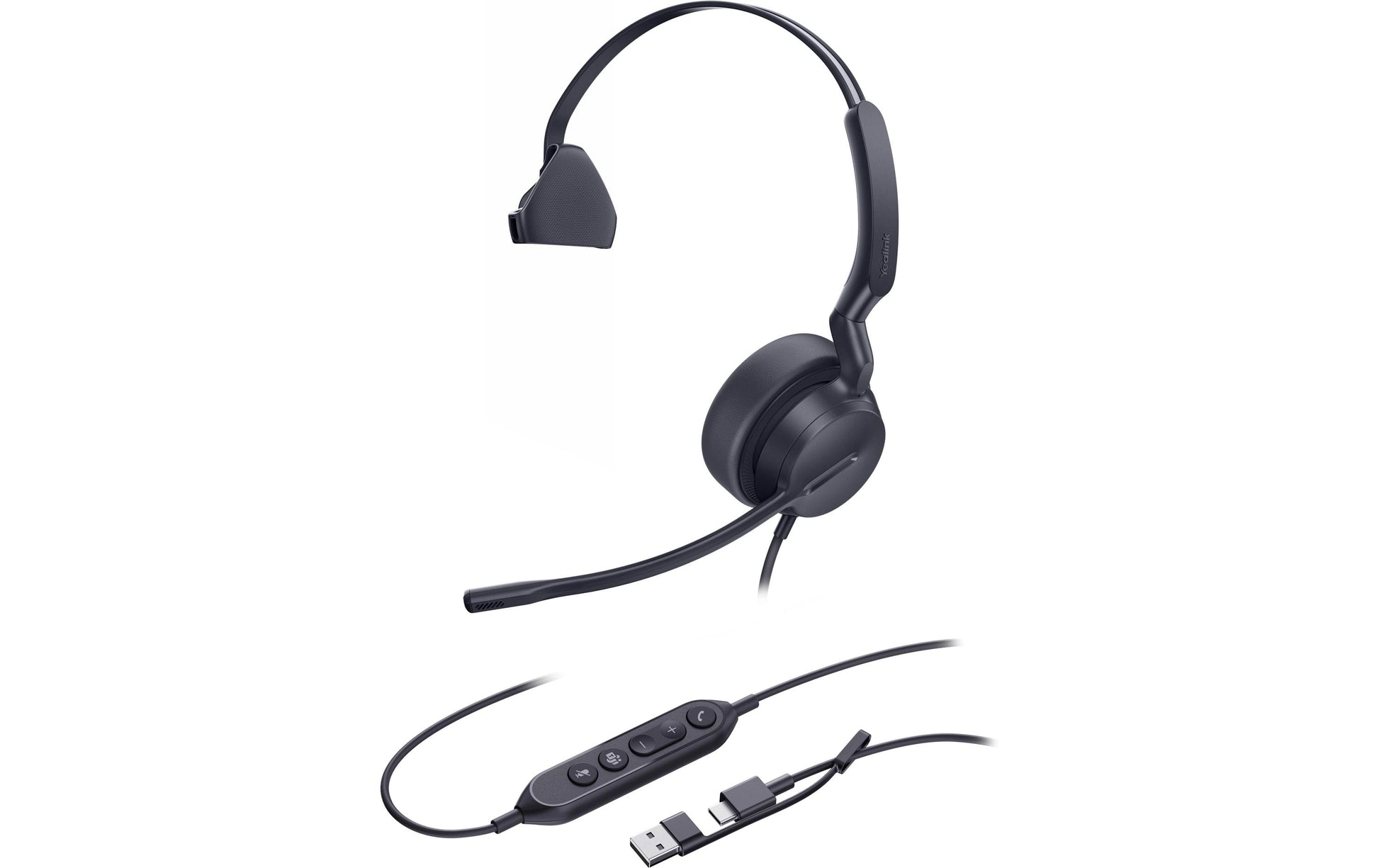 Yealink UH42 Office-Headset – On-Ear, Mono, Kabelgebunden (USB-C, USB-A), ANC, Schwarz