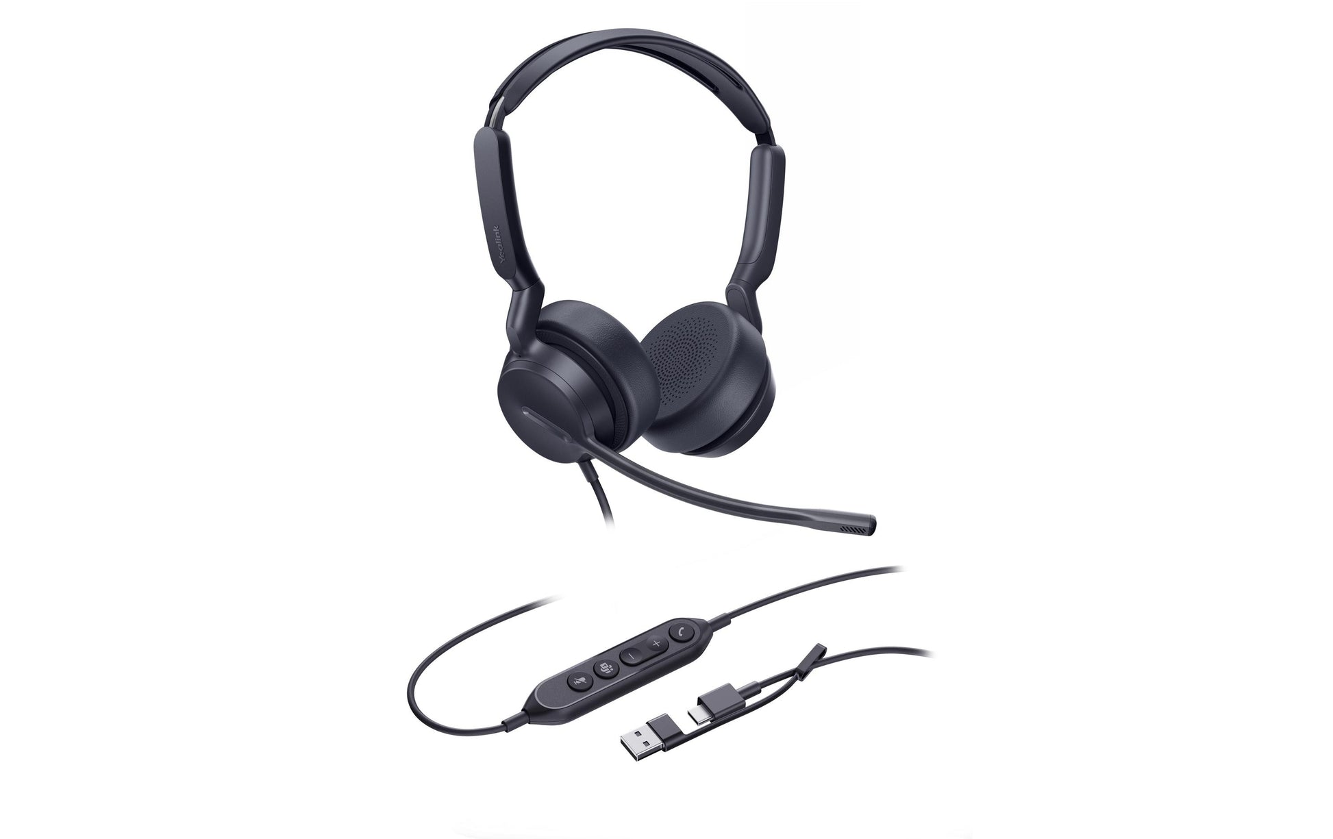 Yealink UH42 SE Office-Headset – On-Ear, Stereo, USB-C + USB-A Kabel, Schwarz