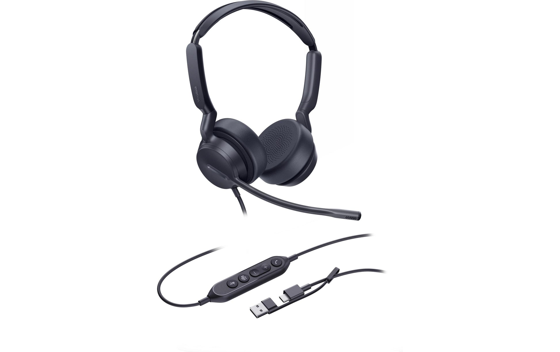 Yealink UH42 SE Office-Headset – On-Ear, Stereo, USB-C + USB-A Kabel, Schwarz