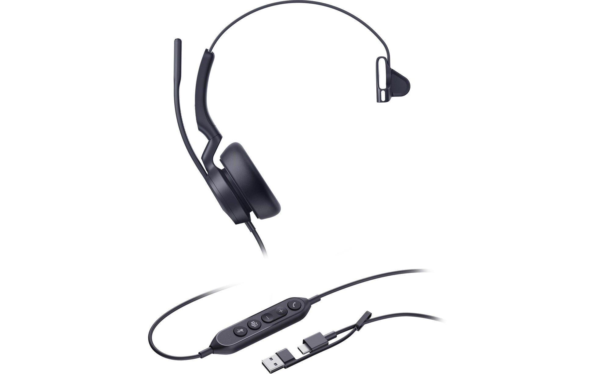 Yealink UH46 Office-Headset – On-Ear, Mono, Kabel USB-C/USB-A, Schwarz