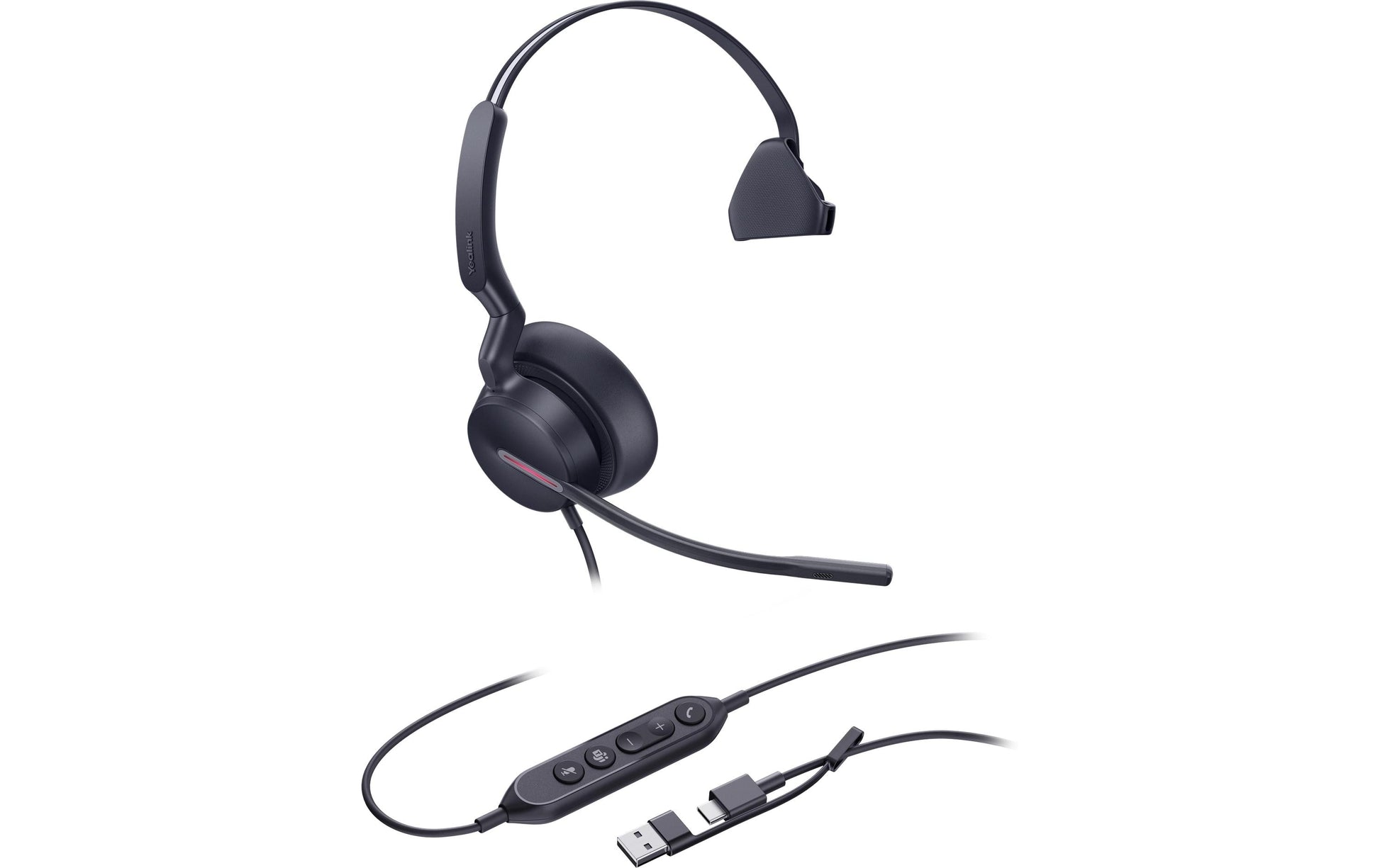 Yealink UH46 Office-Headset – On-Ear, Mono, Kabel USB-C/USB-A, Schwarz