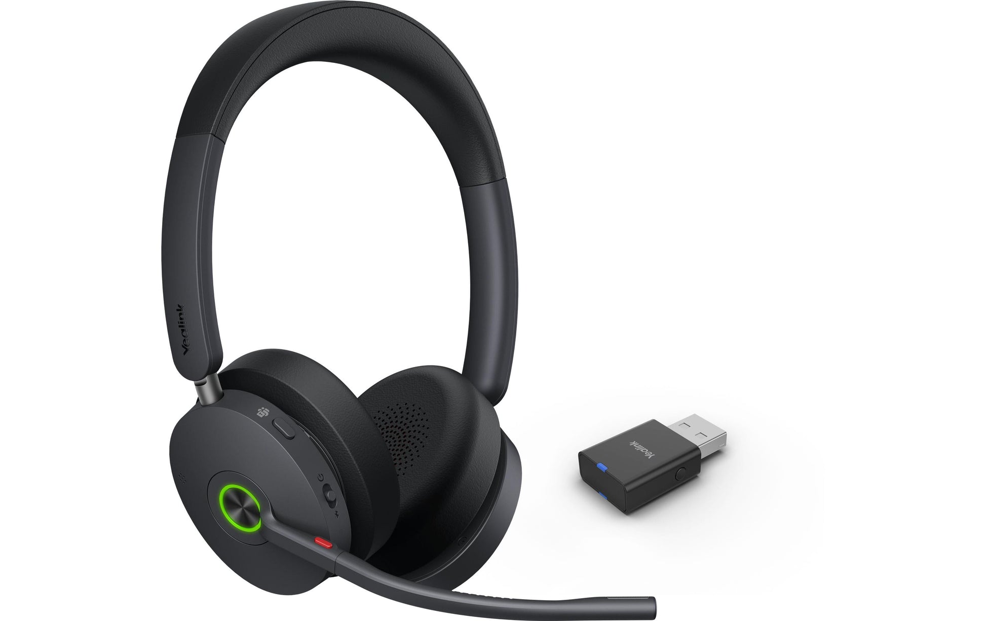 Yealink WH68 Hybrid Office-Headset – Over-Ear, Stereo, DECT, BT, mit Ladestation, Schwarz
