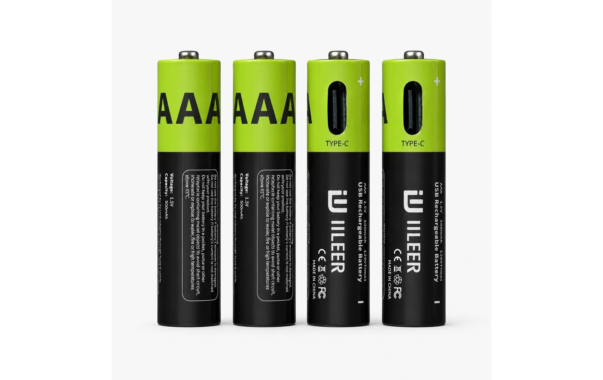 IILEER AAA Akkus, Li-Ion, 500 mAh, 1,5 V – 4 Stk.