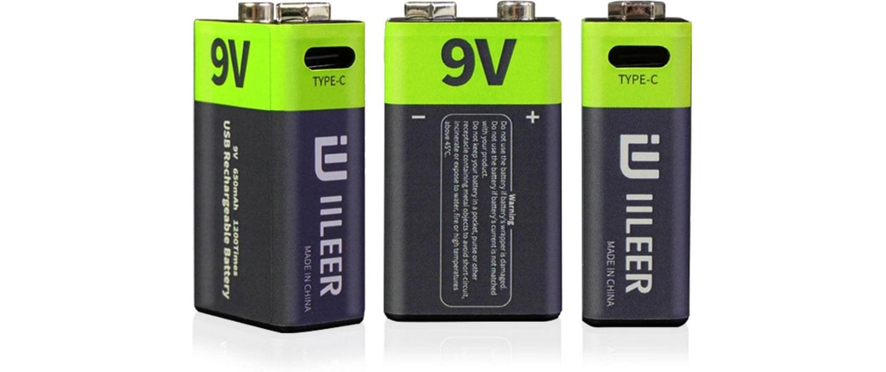 Iileer 9V Akkus, Li-Ion, 350 mAh – 2 Stk.