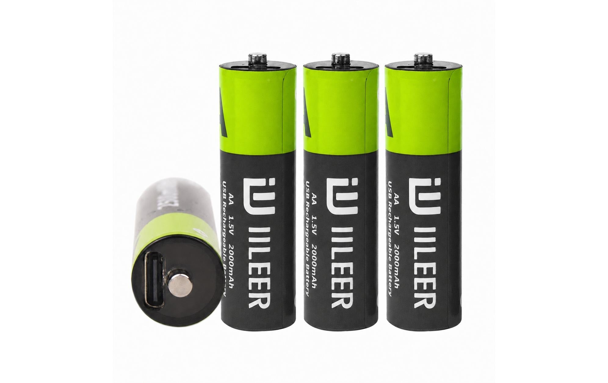 Iileer AA Akkus – Li-Ion, 2000 mAh, 1,5 V – 4 Stk.