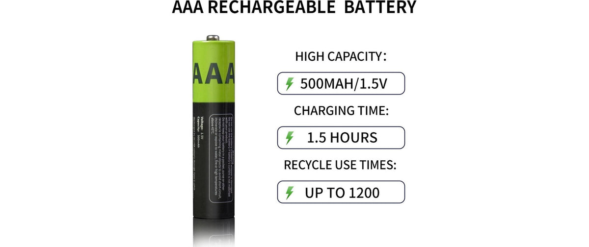 IILEER AAA Akkus, Li-Ion, 500 mAh, 1,5 V – 4 Stk.
