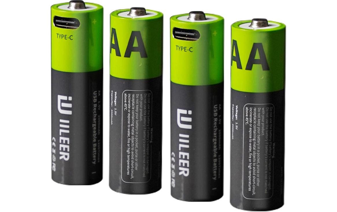 Iileer AA Akkus – Li-Ion, 2000 mAh, 1,5 V – 4 Stk.
