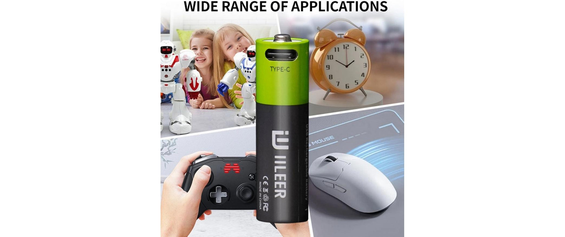 Iileer AA Akkus – Li-Ion, 2000 mAh, 1,5 V – 4 Stk.