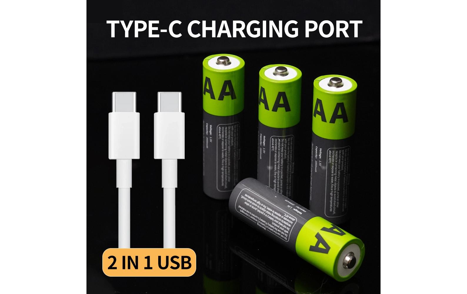 Iileer AA Akkus – Li-Ion, 2000 mAh, 1,5 V – 4 Stk.