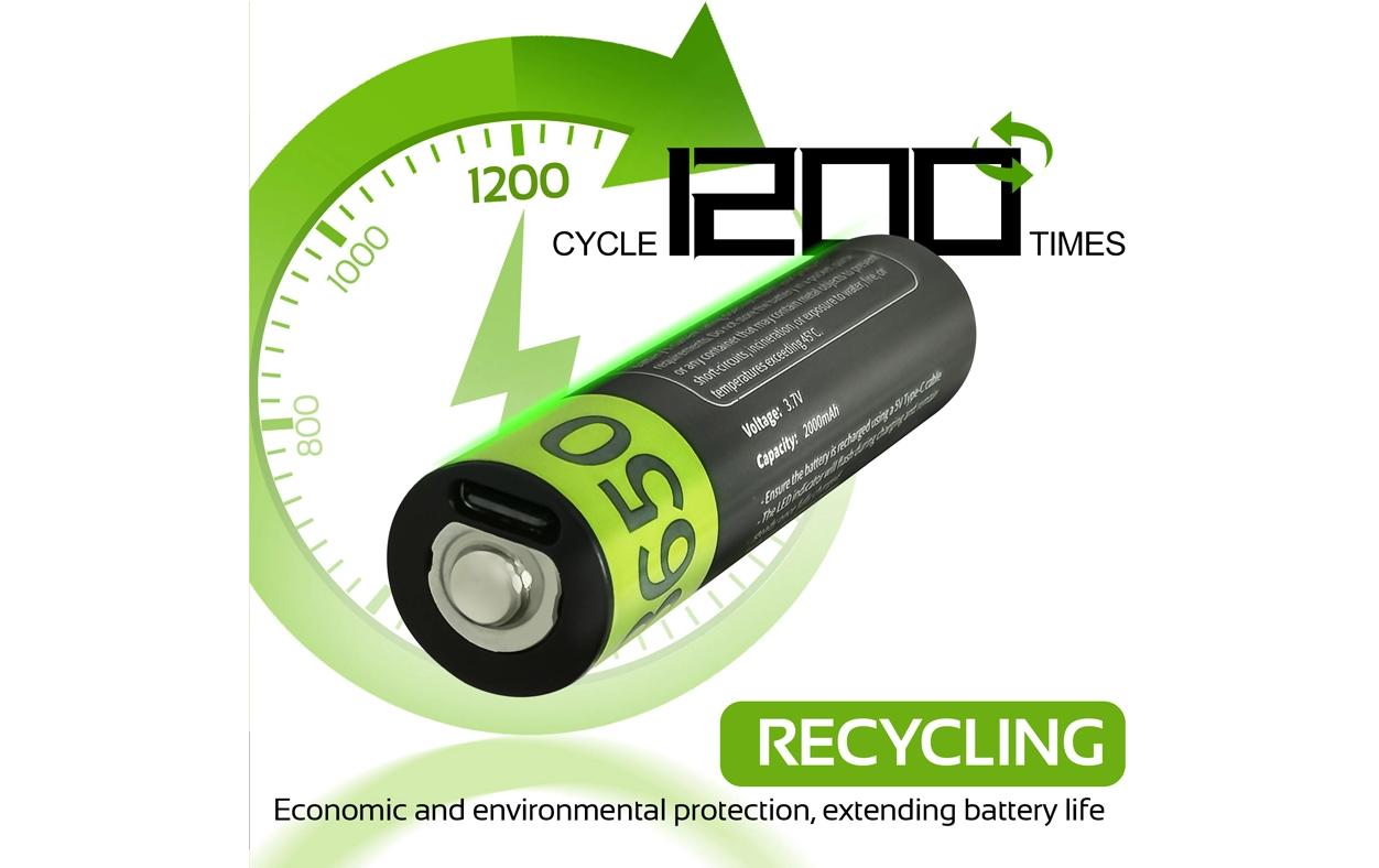 Iileer 18650 Akkus, Li-Ion, 2000 mAh, 3,7 V – 2 Stk.