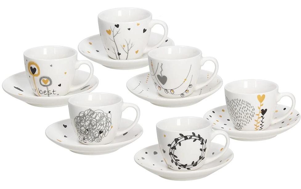 Tognana Porcellane Espressotassen-Set Goldy – 12-teiliges Set, 80 ml, Ø 11 cm, Knochenporzellan