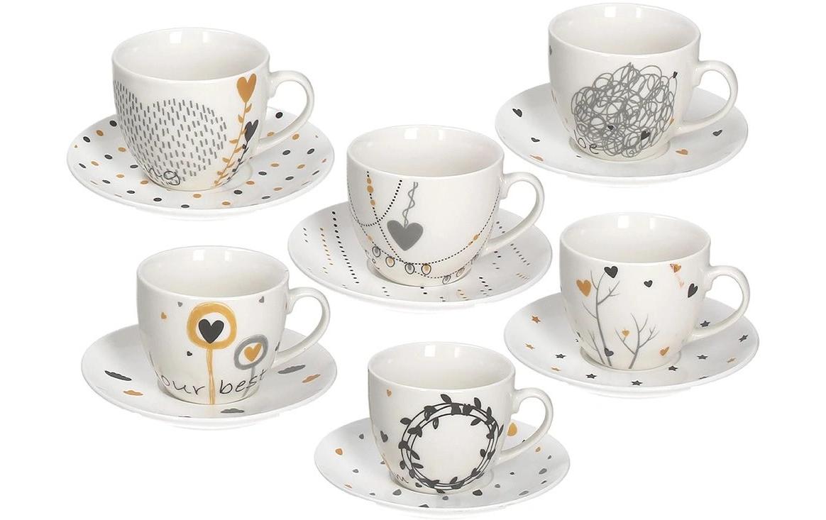 Tognana Porcellane Tognana Kaffeetassen-Set Iris – 6er Set, 200 ml, Knochenporzellan, spülmaschinenfest