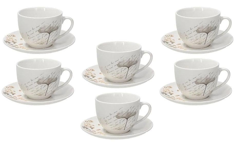 Tognana Porcellane Tognana Kaffeetasse Madison – 6er Set, 260 ml, Ø 15 cm, Porzellan, Weiss/Beige, spülmaschinenfest