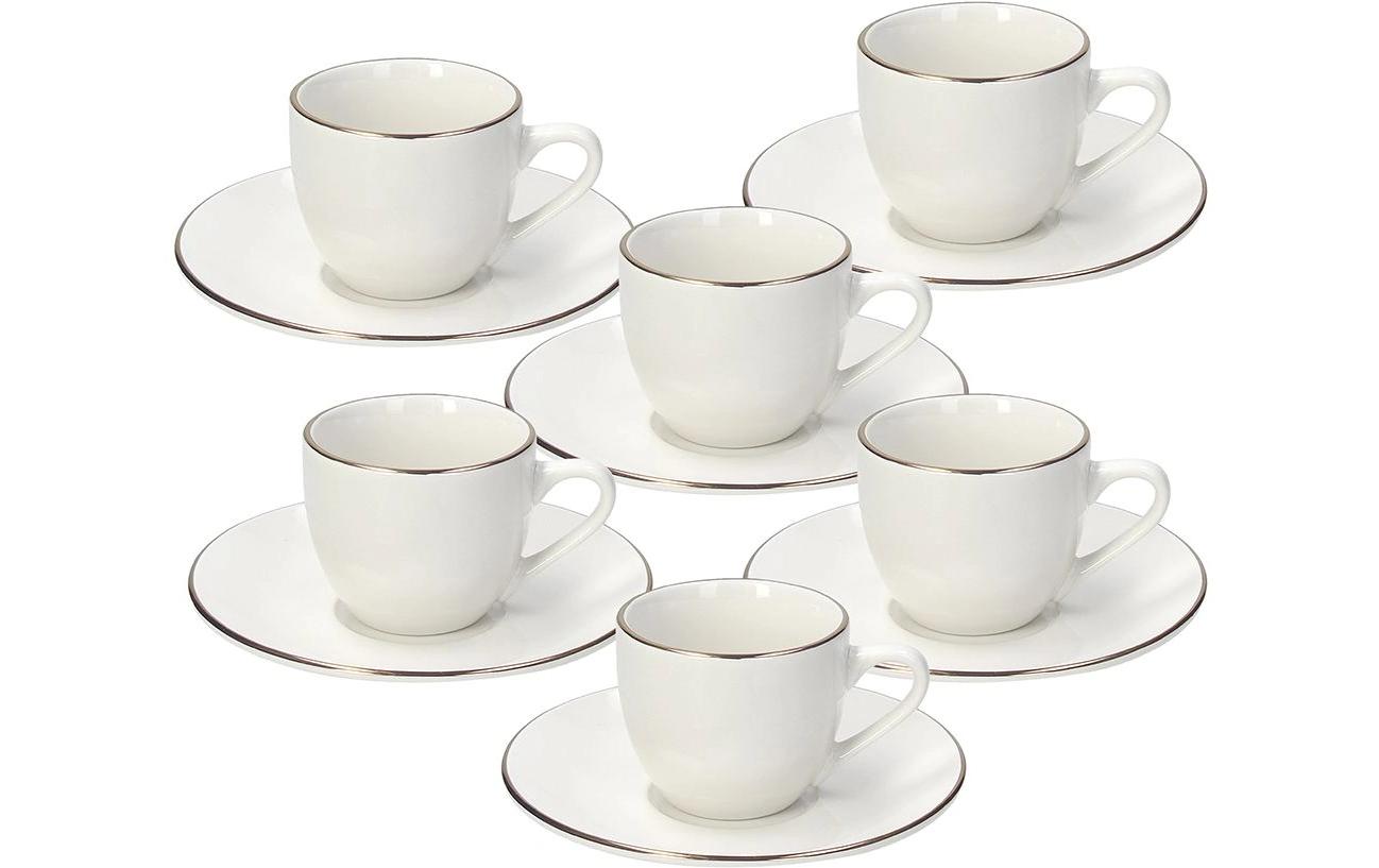 Tognana Porcellane Tognana Espressotassen-Set Fascetta Oro – 6-teiliges Set, 90 ml, Porzellan, Weiss/Gold