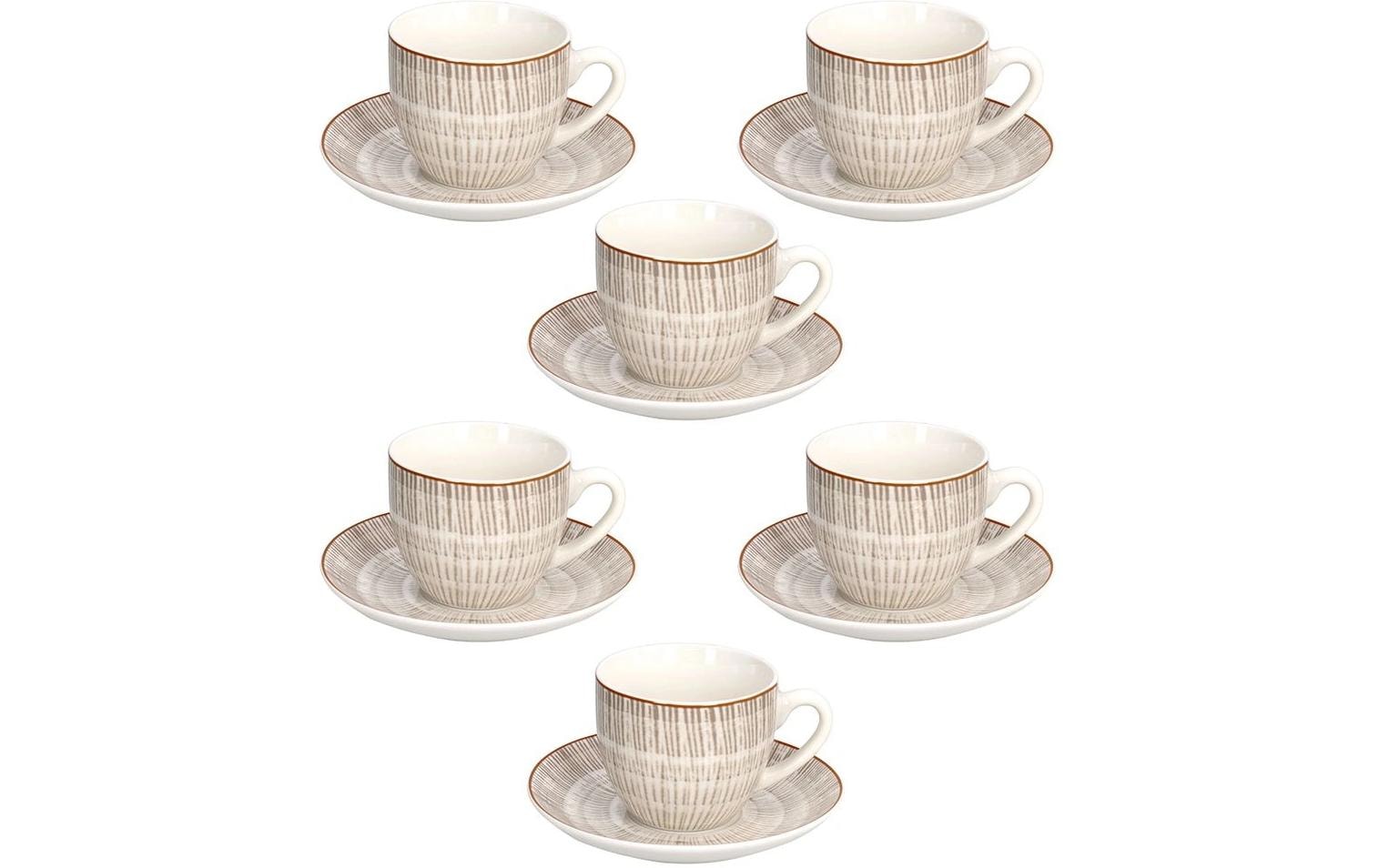 Tognana Porcellane Kaffeetassen-Set Iris – 6er Set, 200 ml, Ø 8 cm, Knochenporzellan, spülmaschinenfest