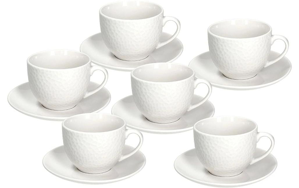 Tognana Porcellane Tognana Kaffeetasse Golf – 6er Set, 270 ml, Porzellan, mit Unterteller, spülmaschinenfest