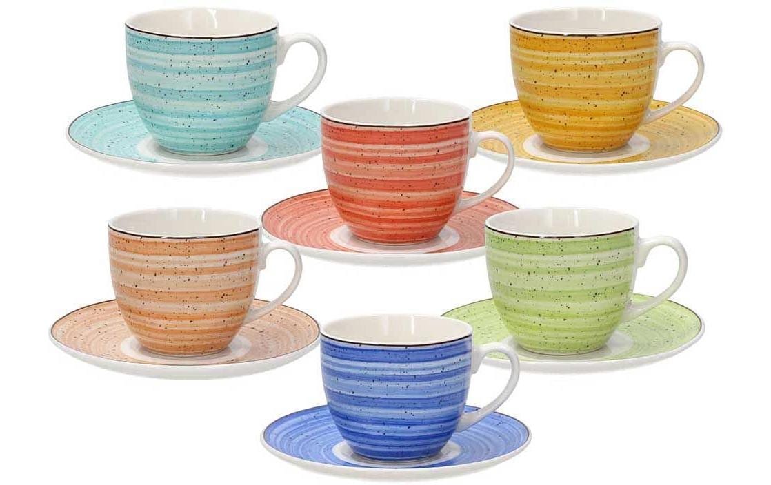 Tognana Porcellane Tognana Kaffeetasse Iris – 6er Set, 200 ml, Porzellan, Mehrfarbig, spülmaschinenfest, mikrowellengeeignet