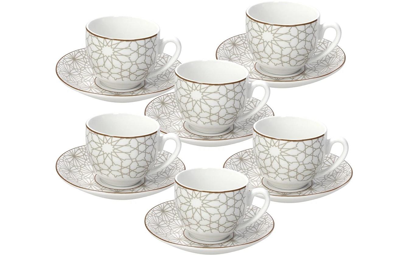 Tognana Porcellane Tognana Espressotassen Madison – 6er Set, 120 ml, Ø 7,0 cm, H 6,0 cm, Porzellan, Beige/Weiss, spülmaschinenfest