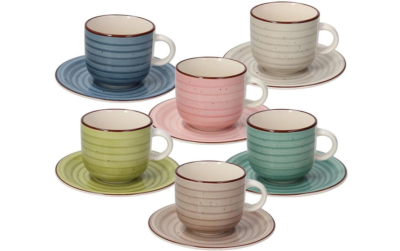 Tognana Porcellane Tognana Kaffeetassen-Set Louise – 6er Set, 220 ml, Ø 17 cm, Steingut, spülmaschinenfest, mikrowellengeeignet