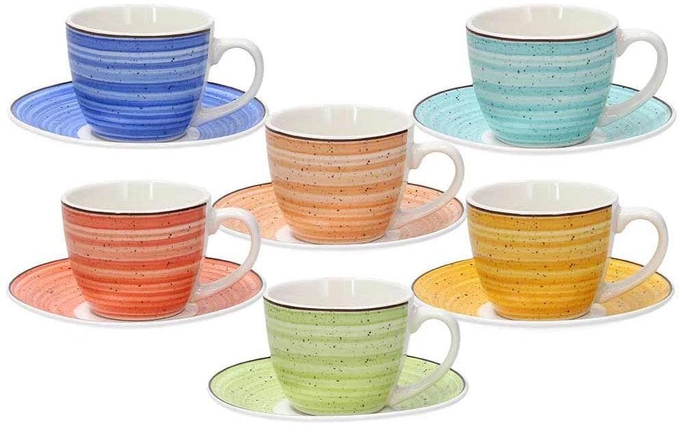 Tognana Porcellane Tognana Espressotassen Iris – 6er Set, 80 ml, Ø 6,5 cm, Porzellan, spülmaschinenfest, mikrowellengeeignet