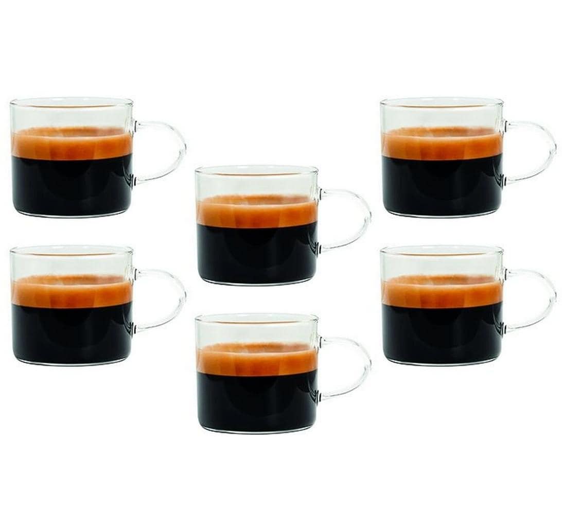 Tognana Porcellane Tognana Espressotassen LYRA – 6er Set, 100 ml, Ø 5,5 cm, Glas, Transparent, spülmaschinenfest