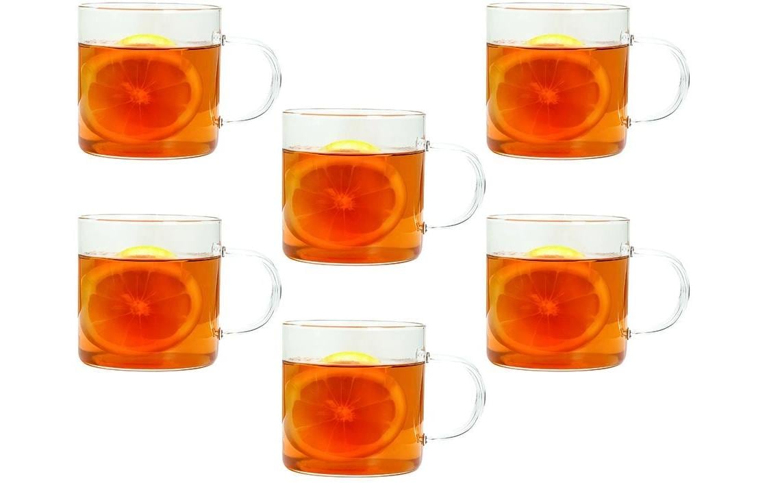 Tognana Porcellane Tognana Teetasse Lyra – 6er Set, 280 ml, Ø 8,0 cm, Borosilikatglas, spülmaschinenfest, mikrowellengeeignet