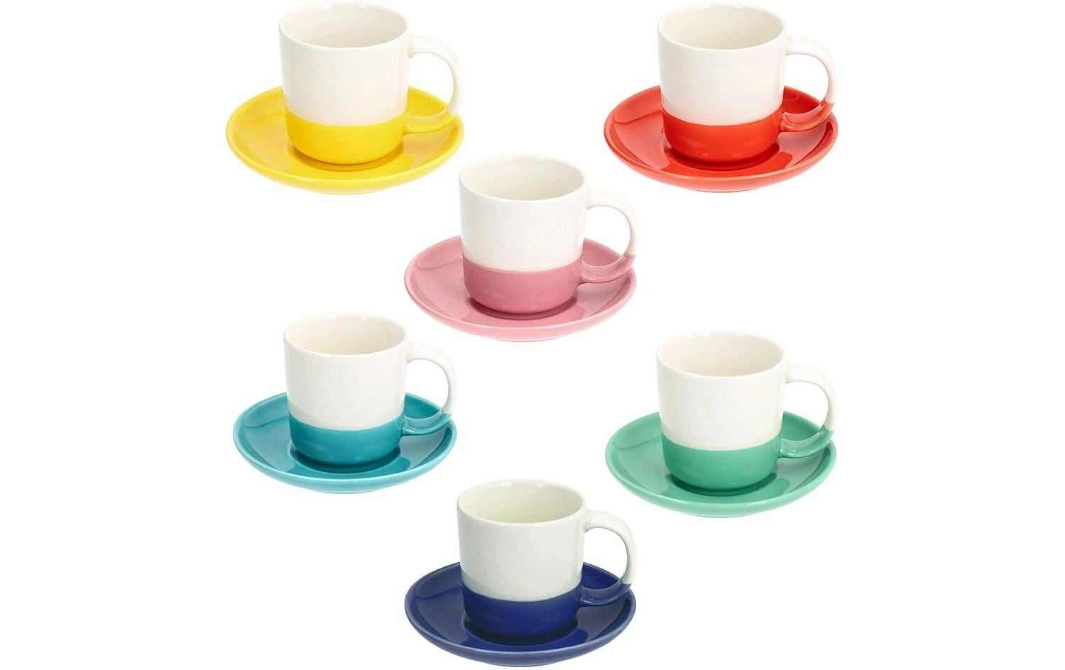 Tognana Porcellane Kaffeetassen-Set Iris – 6er Set, 110 ml, Porzellan, spülmaschinenfest, mikrowellengeeignet