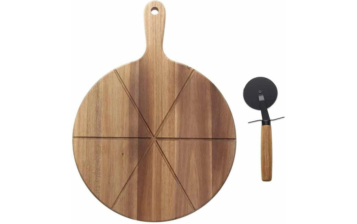 Tognana Porcellane Tognana – Schneidebrett Ø 30 × 1,5 cm, Gesamtlänge 42 cm, Teakholz, Braun