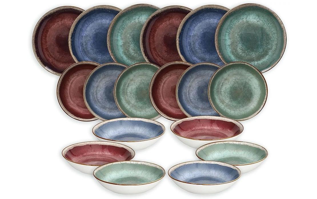 Tognana Porcellane Geschirrset Moon – 18-teiliges Set, Ø 27/20/19 cm, Porzellan, spülmaschinenfest