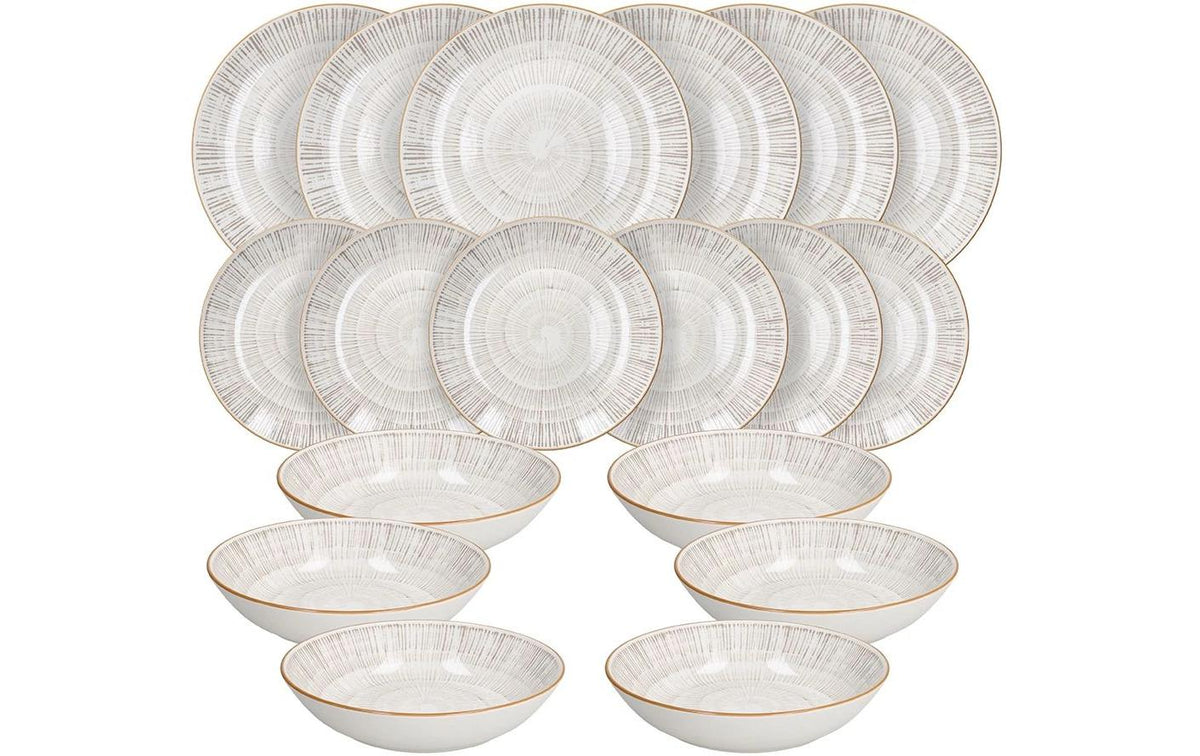 Tognana Porcellane Tognana Speise-Service Virtuo – Set 18-teilig, Ø 27/20/19 cm, Porzellan, Beige, spülmaschinenfest