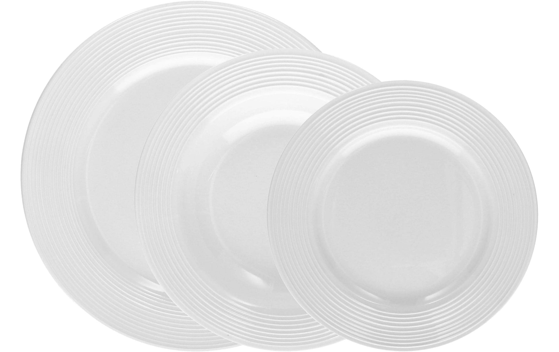 Tognana Porcellane Tognana Geschirrset Circles – 18-teiliges Set, Ø 26,5/22,5/19 cm, Porzellan, Weiss, spülmaschinenfest