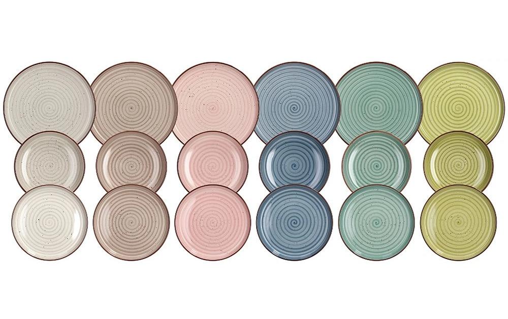 Tognana Porcellane Tognana Geschirrset Urban Pastel – 18-teiliges Set, Ø 27/20,5/18,5 cm, Steingut, spülmaschinenfest