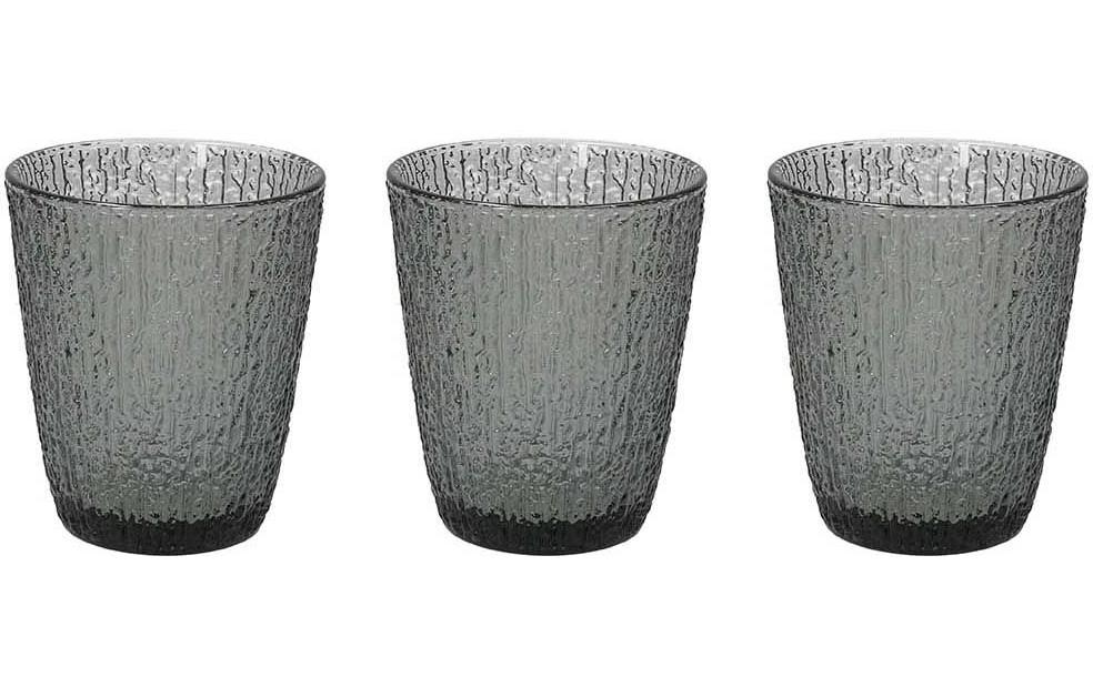 Tognana Porcellane Tognana Trinkgläser Davor – 3er Set, 280 ml, Ø 8,5 cm, Glas, Grau, spülmaschinenfest