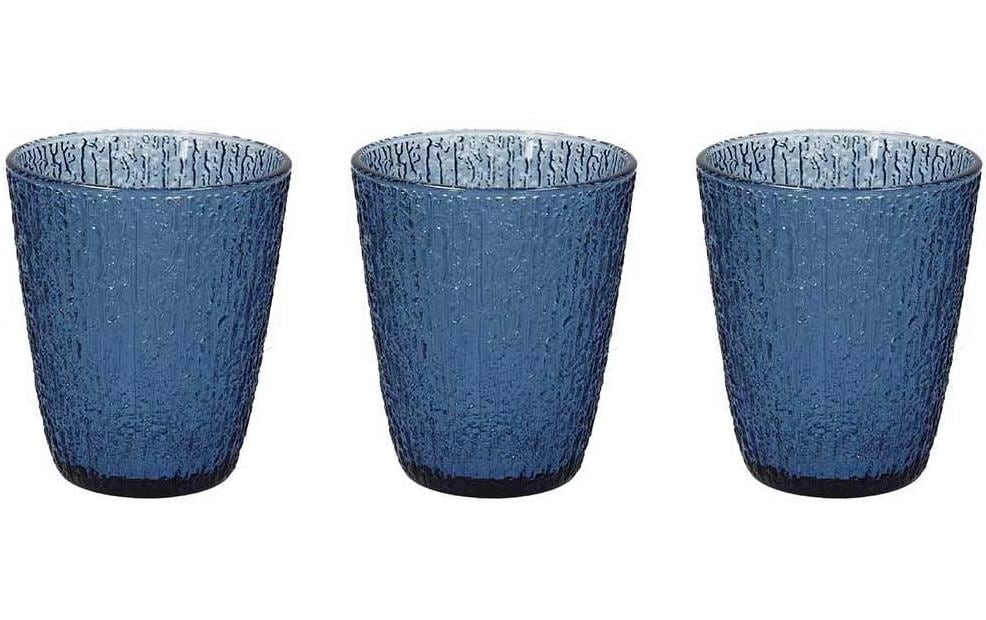 Tognana Porcellane Trinkgläser Davor – 3er Set, 280 ml, Ø 8,5 cm, Glas, Blau, spülmaschinenfest