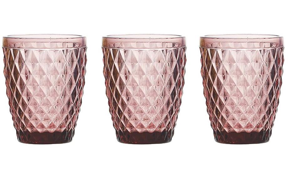 Tognana Porcellane Trinkglas Diamond – 3er Set, 260 ml, Ø 8 cm, Glas, Rot, spülmaschinenfest