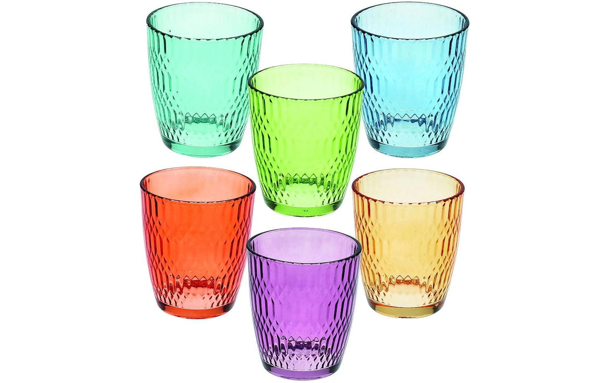 Tognana Porcellane Tognana Trinkgläser Seoul – 6er Set, 310 ml, Ø 8,5 cm, Glas, Mehrfarbig, spülmaschinenfest