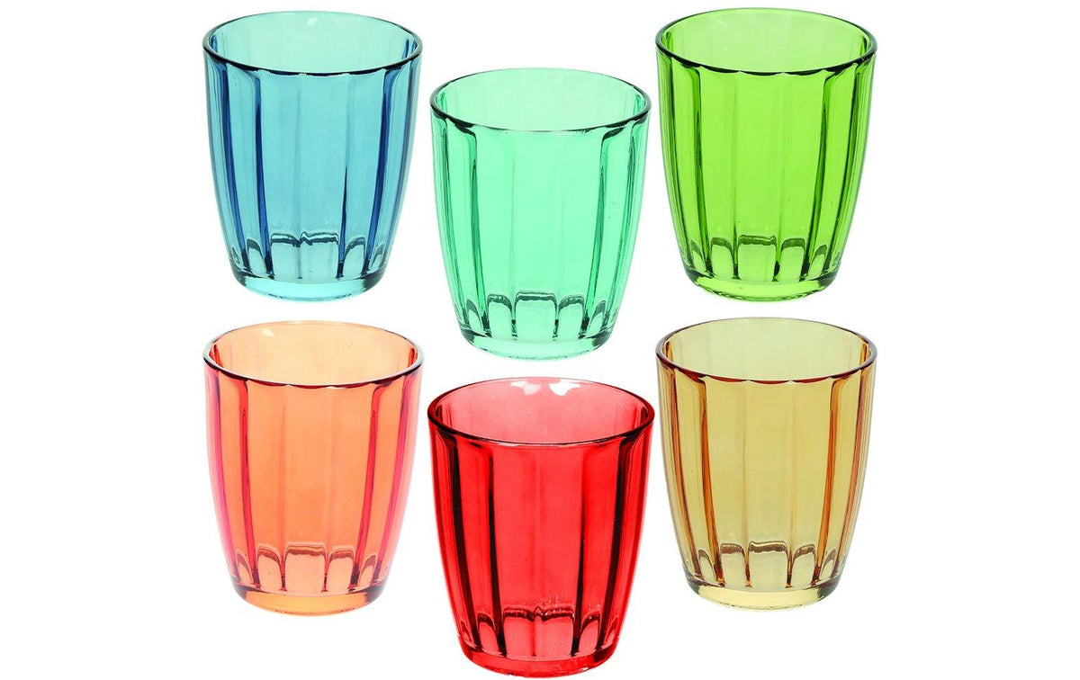 Tognana Porcellane Tognana Trinkgläser Siviglia – 6er Set, 310 ml, Ø 8,5 cm, Glas, Mehrfarbig, spülmaschinenfest