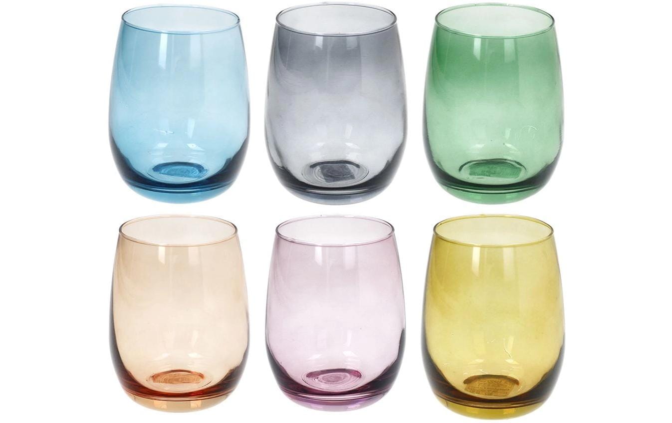 Tognana Porcellane Tognana Trinkgläser Tulip Rhapsody – 6er Set, 400 ml, Ø 8 cm, H 11 cm, Glas, Mehrfarbig, spülmaschinenfest